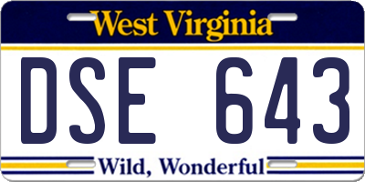 WV license plate DSE643