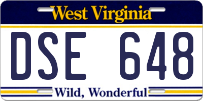 WV license plate DSE648