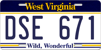 WV license plate DSE671