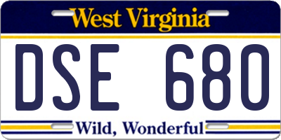 WV license plate DSE680