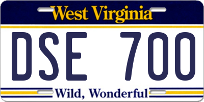 WV license plate DSE700