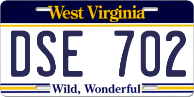 WV license plate DSE702
