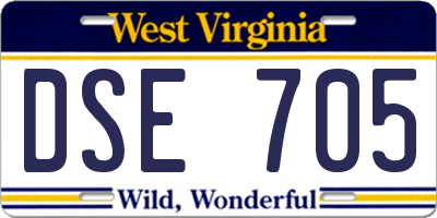 WV license plate DSE705