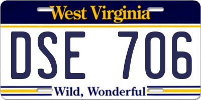 WV license plate DSE706