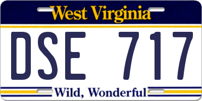 WV license plate DSE717