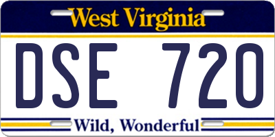 WV license plate DSE720