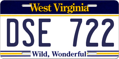 WV license plate DSE722