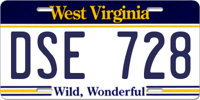 WV license plate DSE728