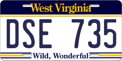 WV license plate DSE735