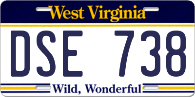 WV license plate DSE738