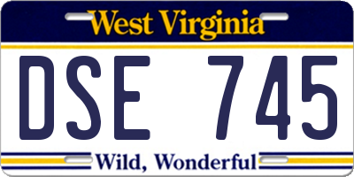 WV license plate DSE745