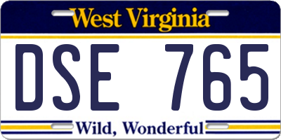 WV license plate DSE765