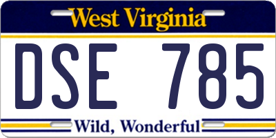 WV license plate DSE785