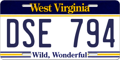 WV license plate DSE794