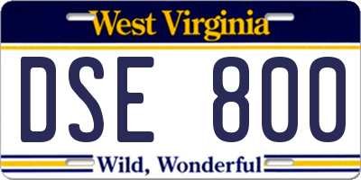 WV license plate DSE800