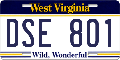 WV license plate DSE801