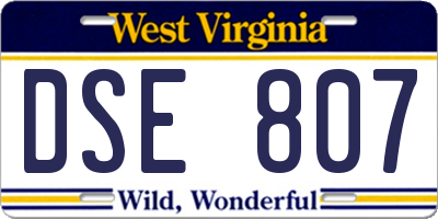 WV license plate DSE807