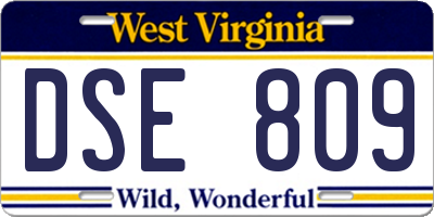 WV license plate DSE809