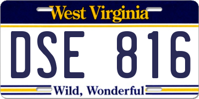 WV license plate DSE816