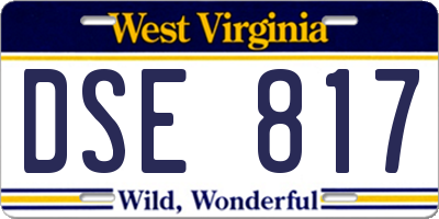 WV license plate DSE817