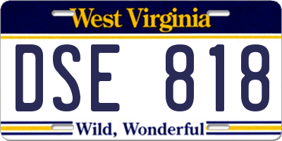WV license plate DSE818