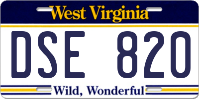 WV license plate DSE820