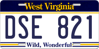 WV license plate DSE821