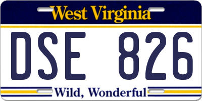 WV license plate DSE826