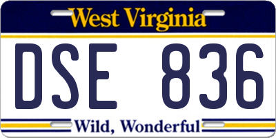 WV license plate DSE836