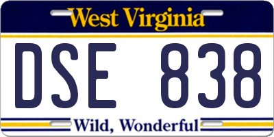WV license plate DSE838