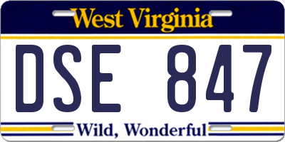 WV license plate DSE847