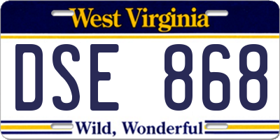 WV license plate DSE868