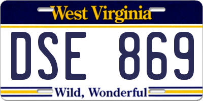 WV license plate DSE869