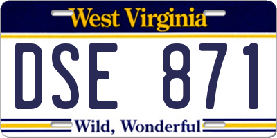 WV license plate DSE871