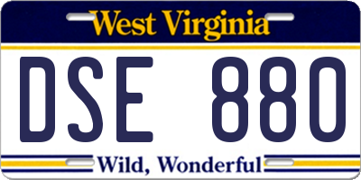 WV license plate DSE880