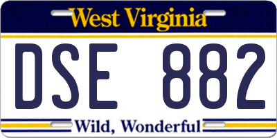 WV license plate DSE882