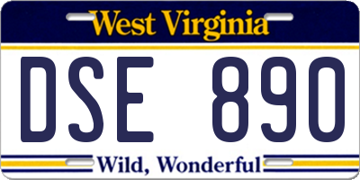 WV license plate DSE890