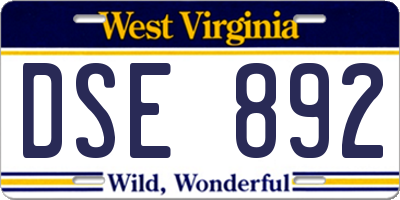 WV license plate DSE892