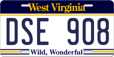 WV license plate DSE908