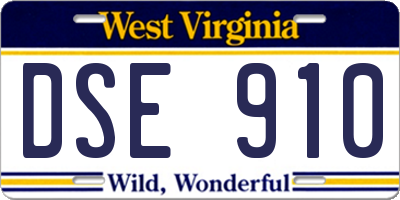 WV license plate DSE910