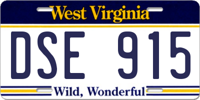 WV license plate DSE915