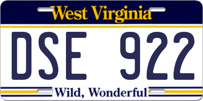 WV license plate DSE922