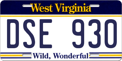 WV license plate DSE930