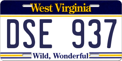 WV license plate DSE937
