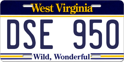 WV license plate DSE950