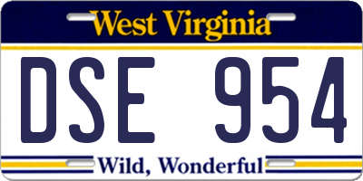 WV license plate DSE954