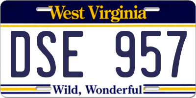 WV license plate DSE957