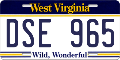 WV license plate DSE965