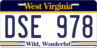 WV license plate DSE978