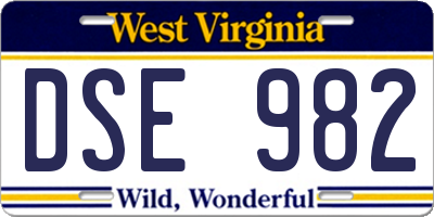 WV license plate DSE982